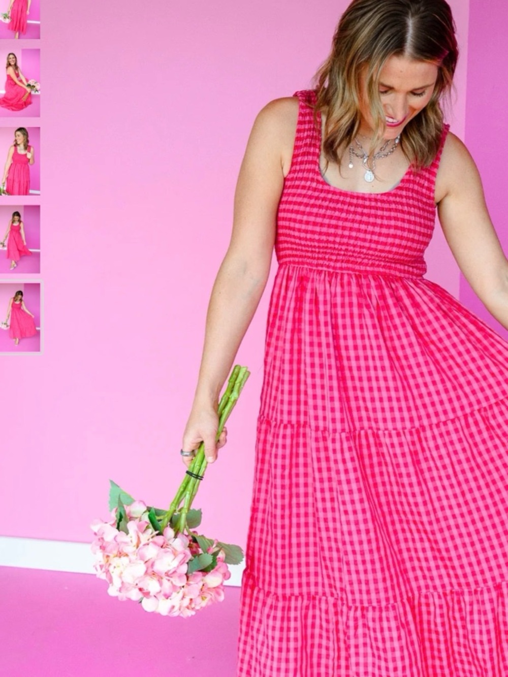 NWT Boutique Baevely pink and red checked dress 3X